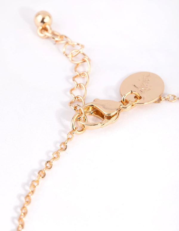 Gold Diamante and Chain Anklet