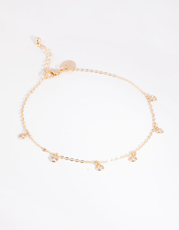 Gold Diamante and Chain Anklet