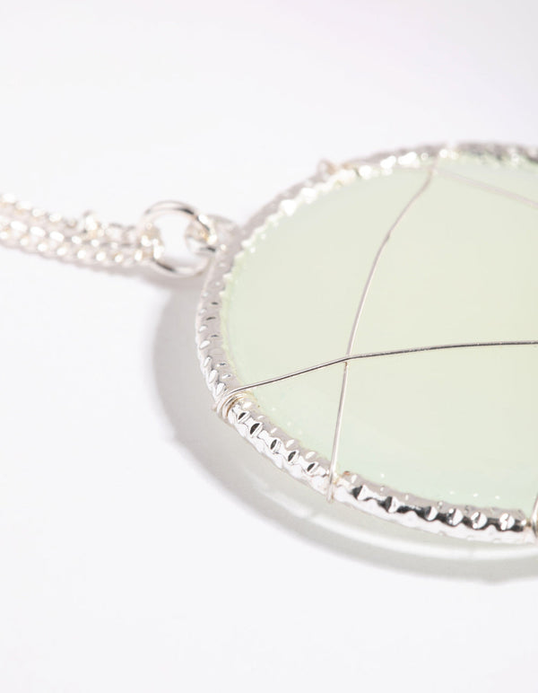 Silver Light Jade Long Necklace