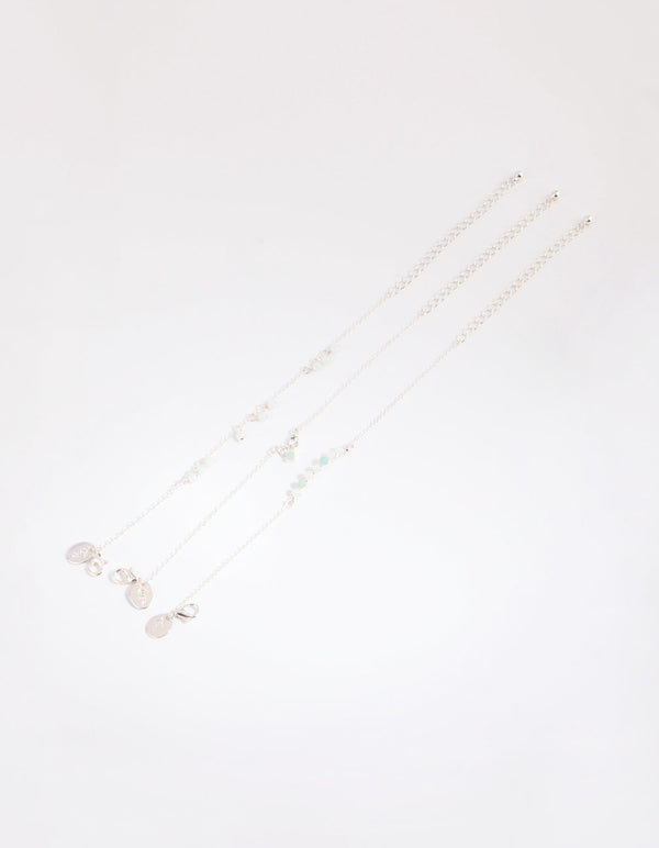 Silver Mixed Bead Bracelet and Anklet Pacl