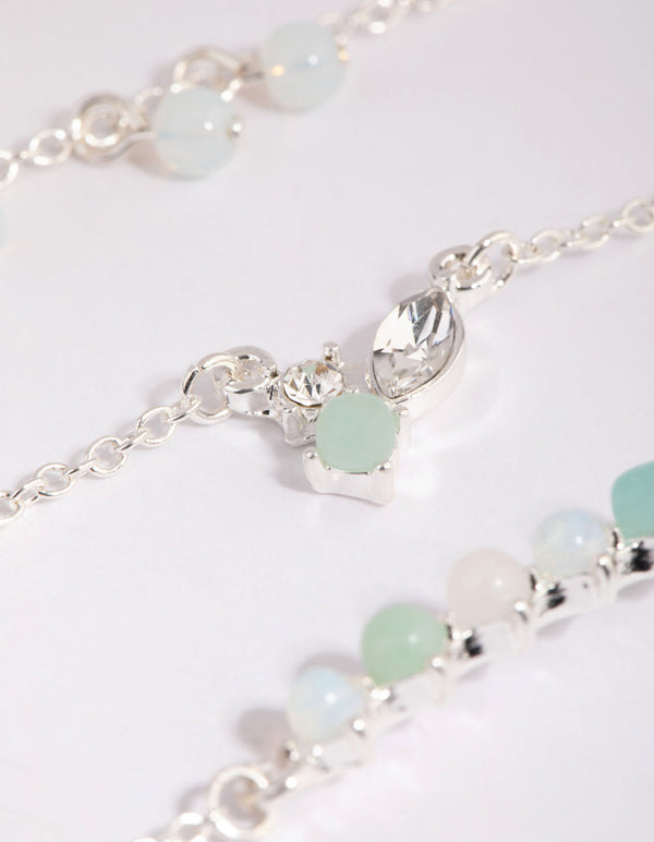 Silver Mixed Bead Bracelet and Anklet Pacl