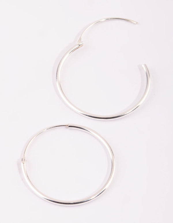 Sterling Silver Plain Hoop Earrings