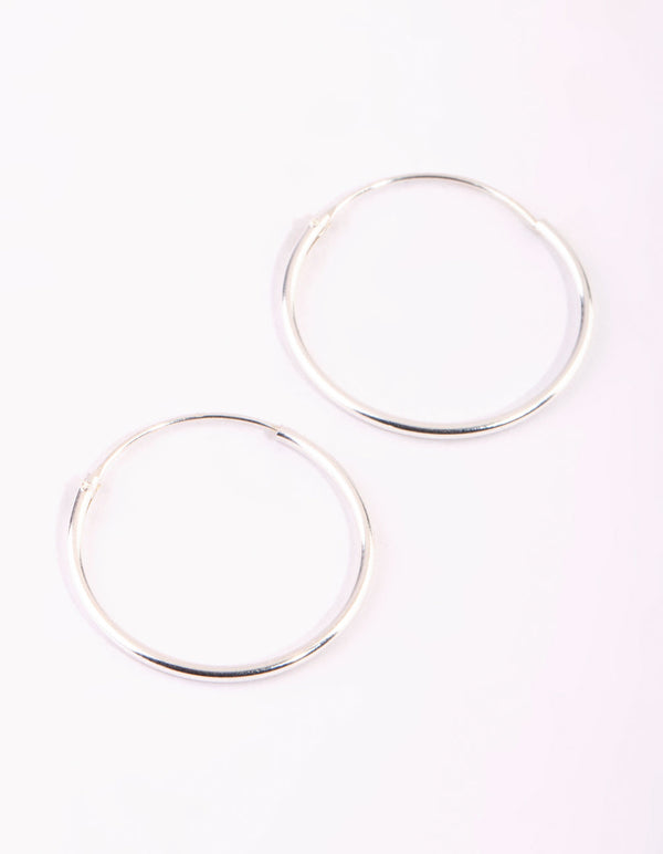 Sterling Silver Plain Hoop Earrings