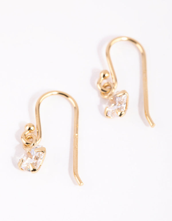 Rose Gold Plated Sterling Silver Cubic Zirconia Heart Drop Earrings