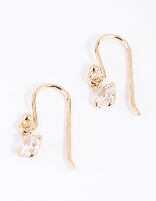 Rose Gold Plated Sterling Silver Cubic Zirconia Heart Drop Earrings