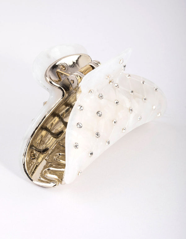 White Diamante Claw