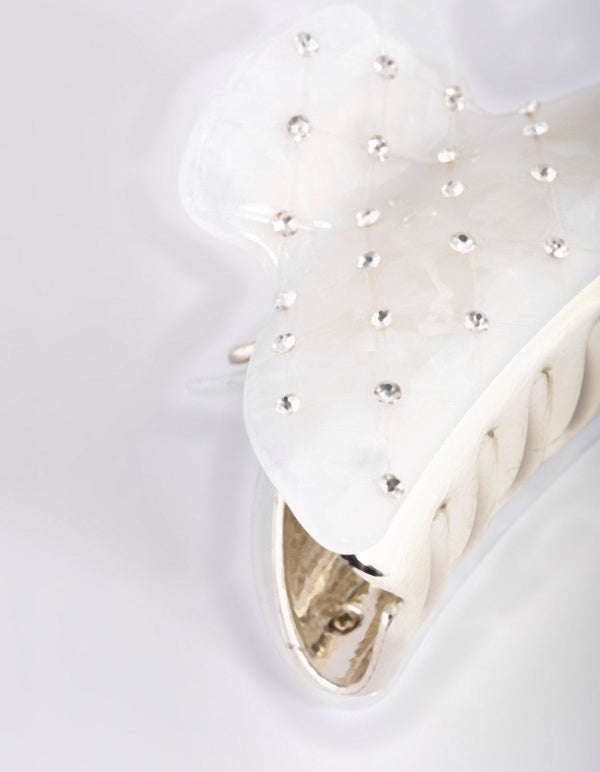 White Diamante Claw
