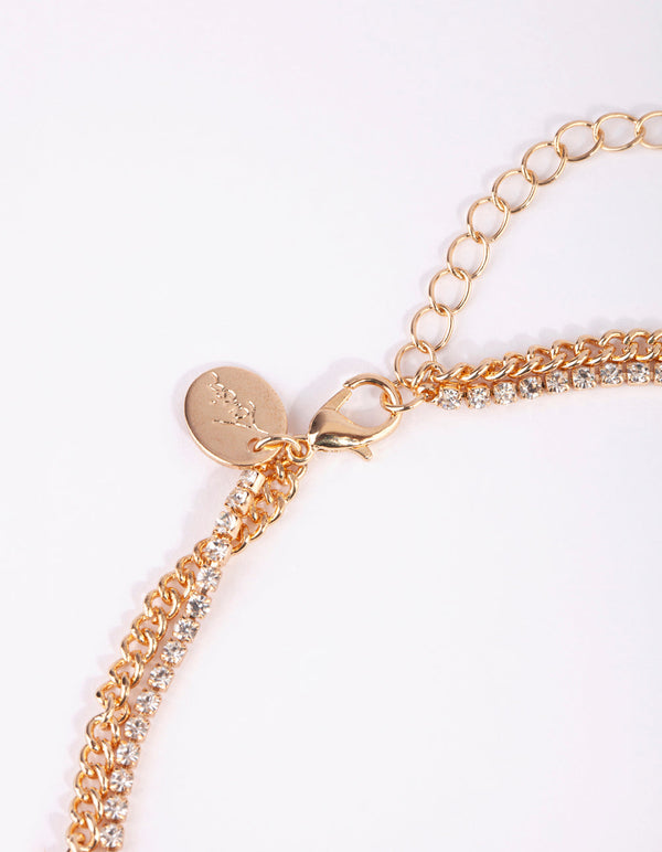 Gold Butterfly Cup Chain Layered Necklace