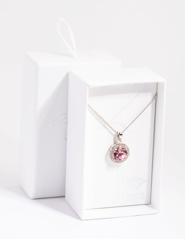 Rhodium and Pink Diamond Simulant Claw Necklace