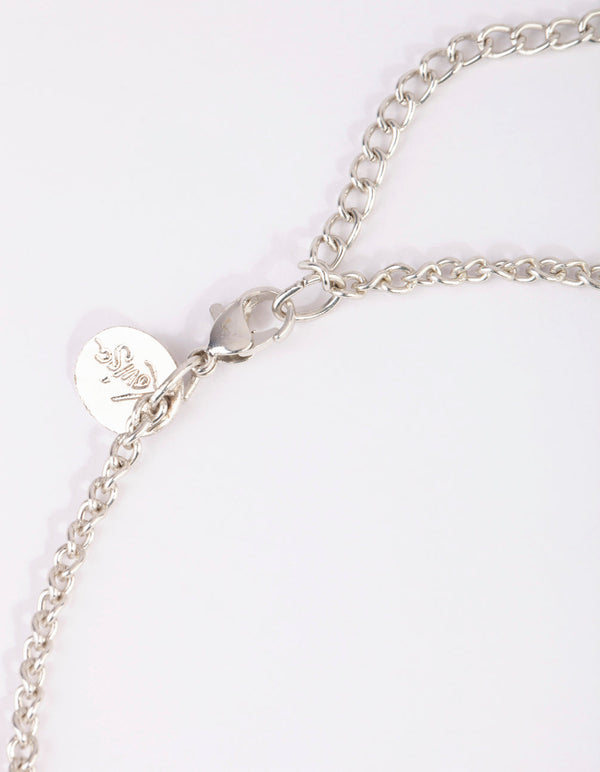 Silver Pearl Bead Cluster Necklace