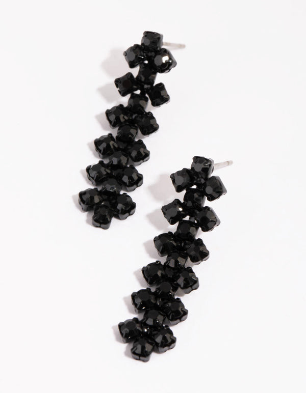 Matte Black Diamante Necklace and Earrings Set