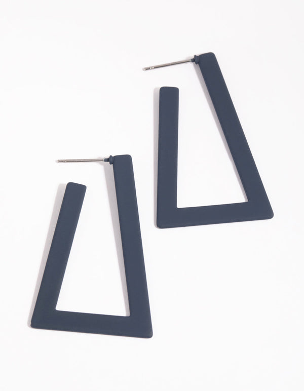 Matte Blue Rectangular Hoop Earrings