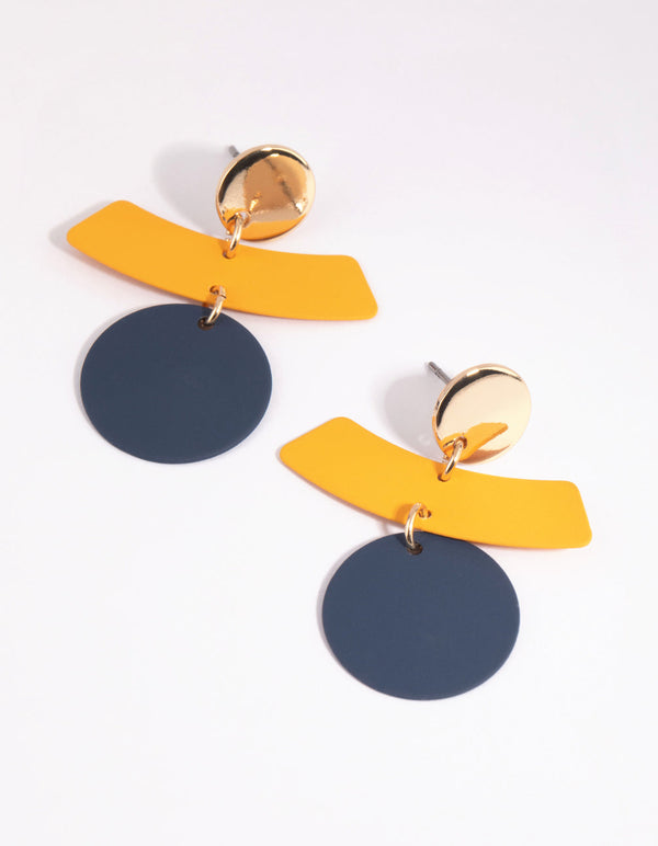 Yellow Circular Drop Earrings
