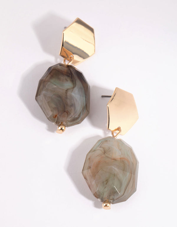 Natural Hexagon Drop Earrings