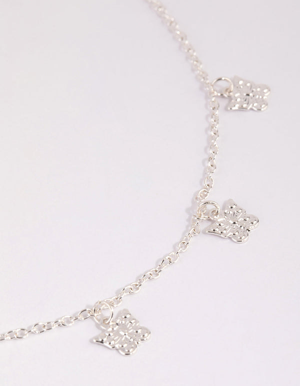 Silver Butterfly Choker Necklace