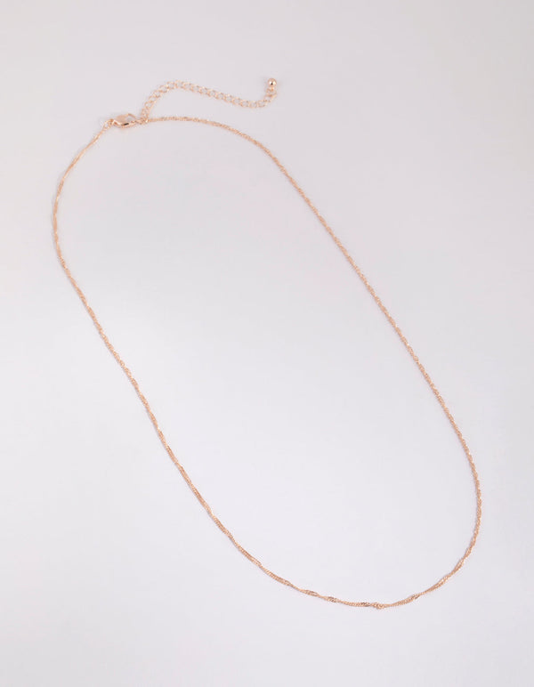 Rose Gold Long Rope Chain Necklace
