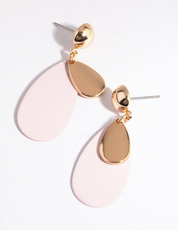 Pink Layered Teardrop Earrings