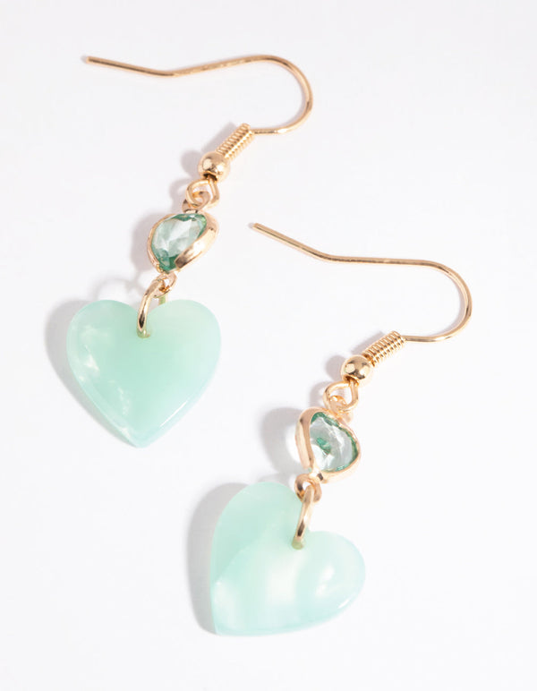 Blue Cascading Heart Drop Earrings