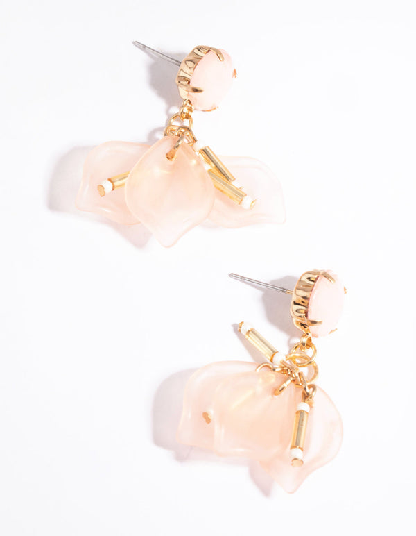 Pink Lily Petal Drop Earrings