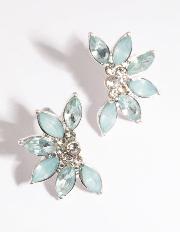 Blue Lillypad Stud Earrings