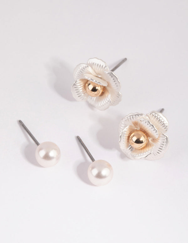 Mixed Rose Earring Set