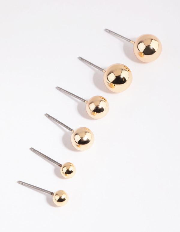 Gold Simple Stud Earring Pack