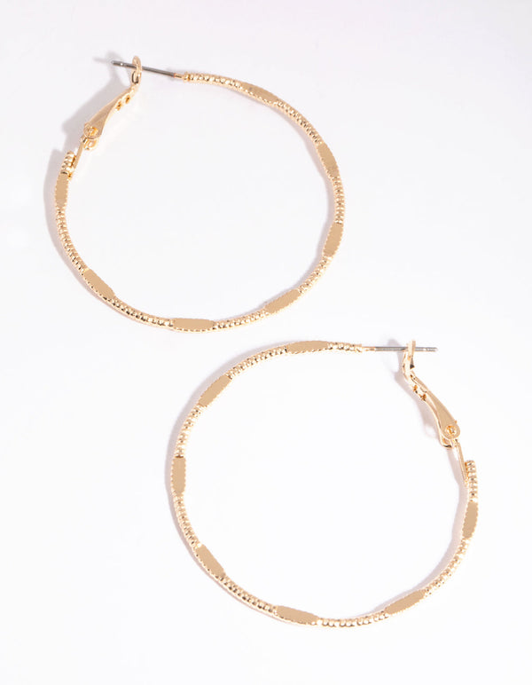 Gold Textured and Flat Hoop Earrings