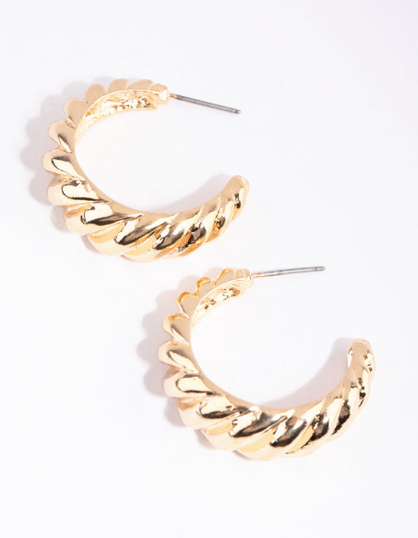 Gold Croissant Hoop Earrings