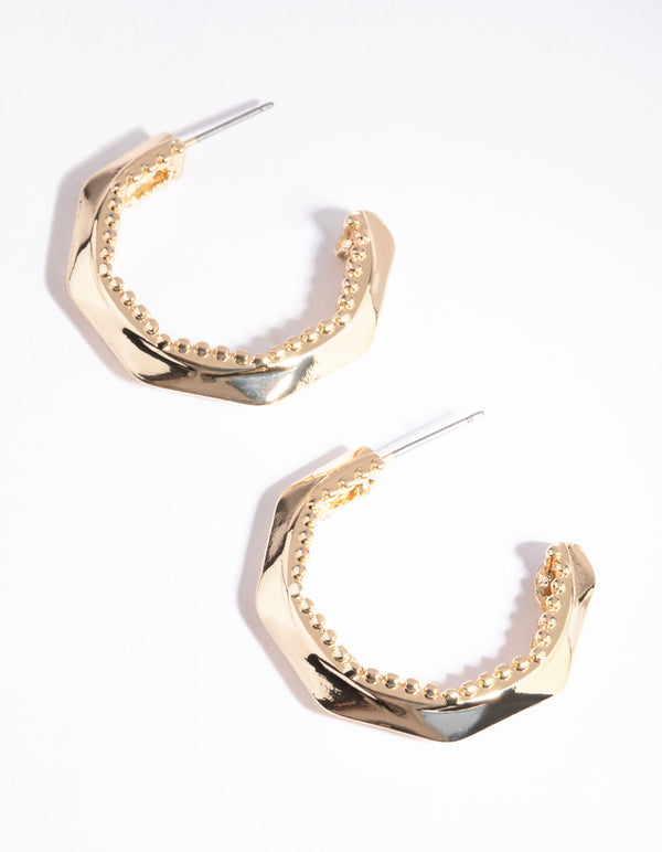 Gold Octagon Hoop Earrings
