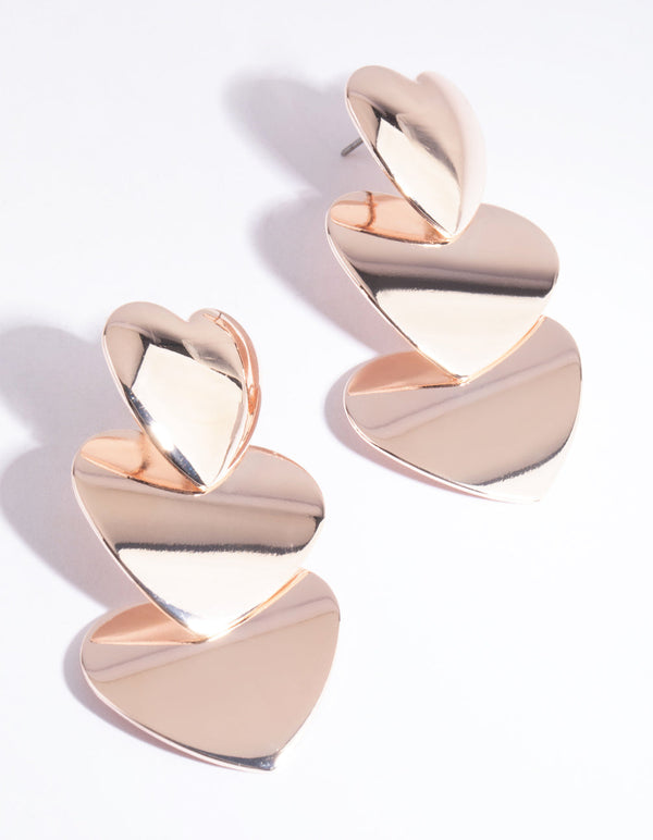 Rose Gold Heart Drop Earrings