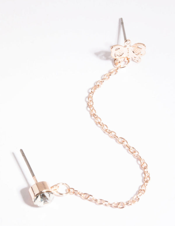 Rose Gold Butterfly Stud Earrings
