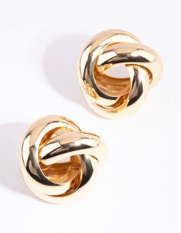 Gold Statement Knot Stud Earrings