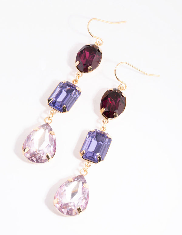 Purple Geometric Drop Earrings