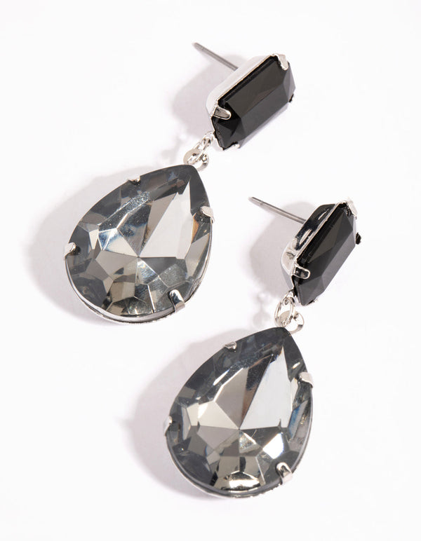 Rhodium Diamante Teardrop Earrings