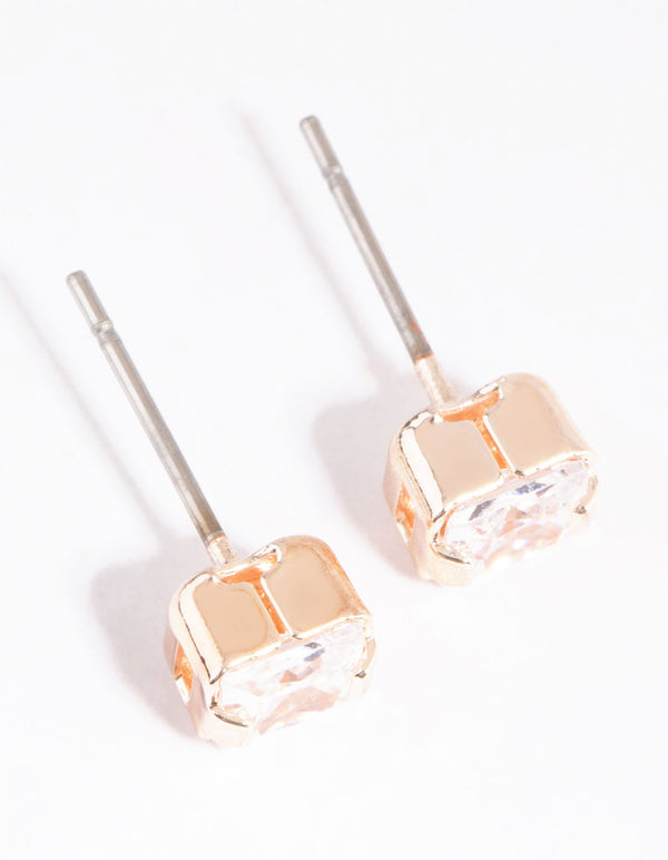 Rose Gold Cubic Zirconia Stud Earrings