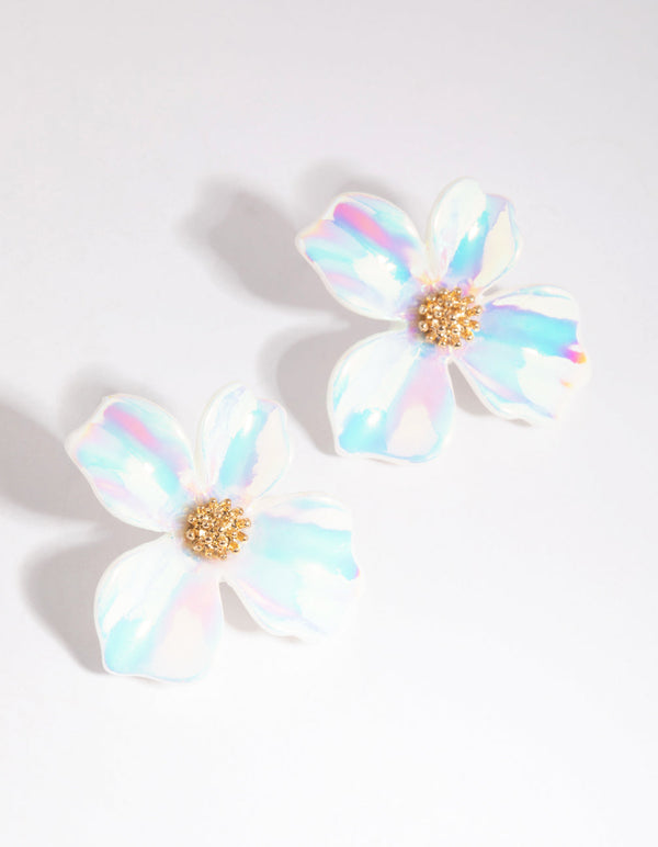 Gold Flower Statement Earrings