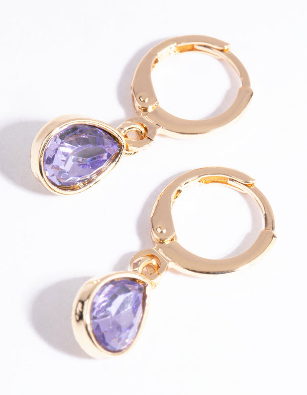 Purple Dainty Huggie Earrings
