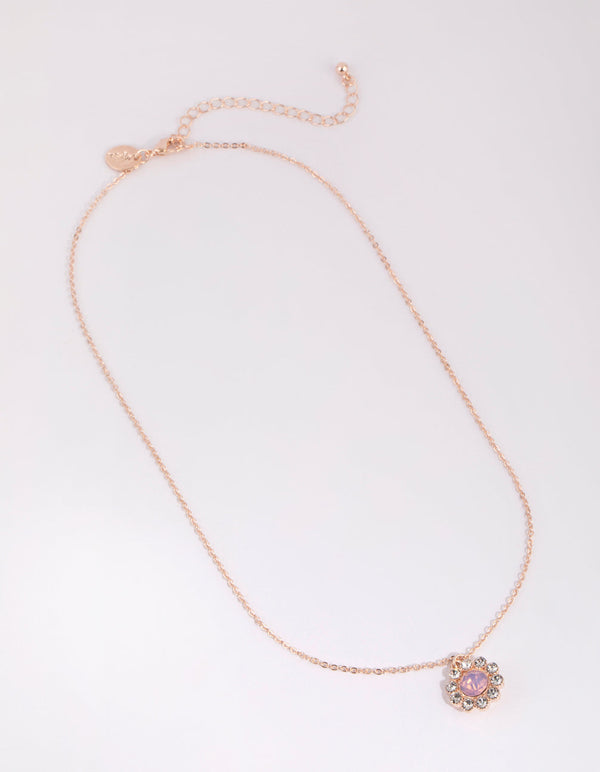Rose Gold Diamante Petal Daisy Necklace