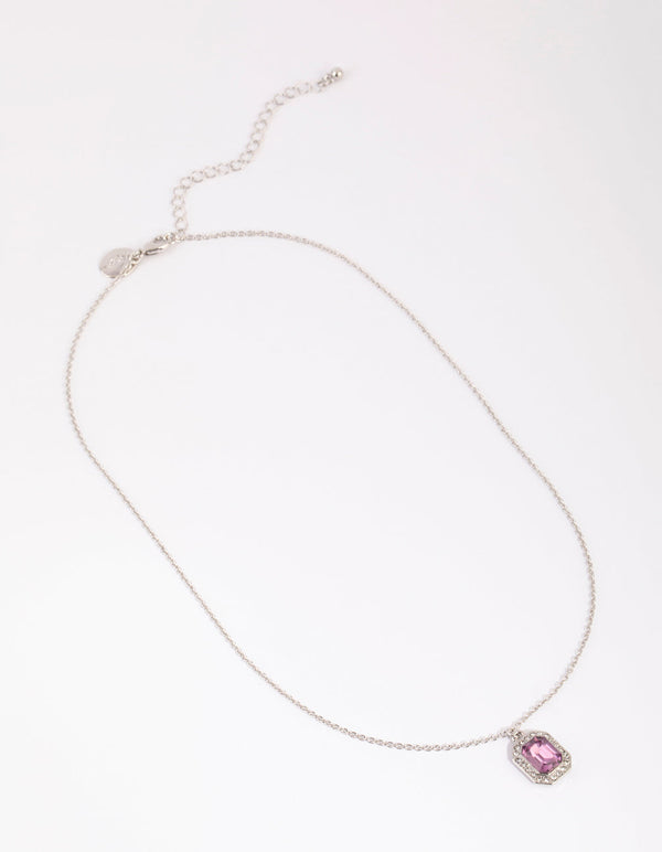 Rhodium Diamante Radiant Pendant Necklace