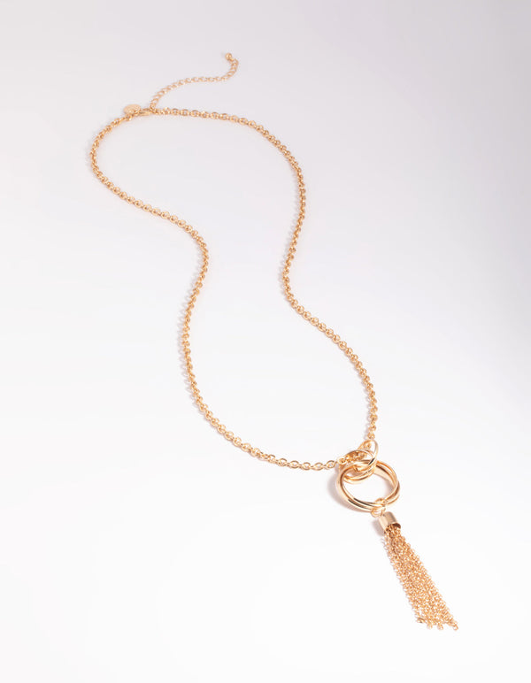 Gold Chain Tassel Long Necklace