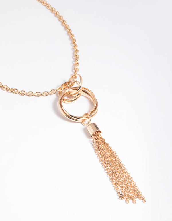 Gold Chain Tassel Long Necklace
