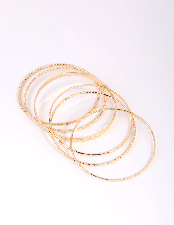 Gold Textured Bangle Pack
