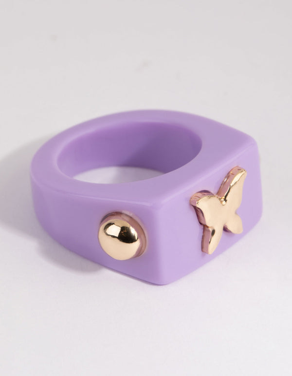 Lilac Butterfly Plastic Ring