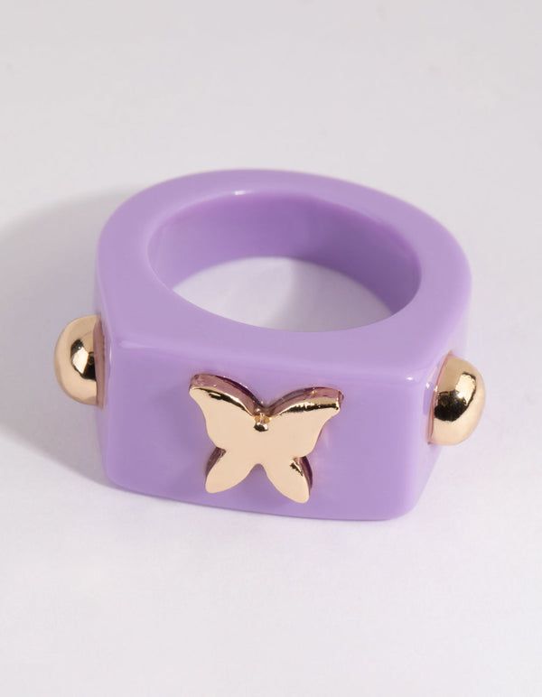 Lilac Butterfly Plastic Ring