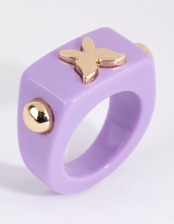 Lilac Butterfly Plastic Ring