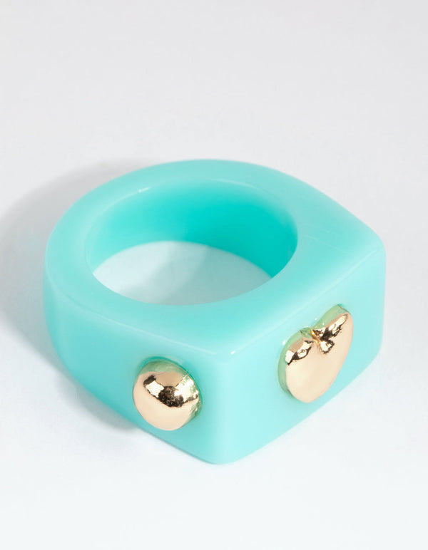Mint Heart Plastic Ring