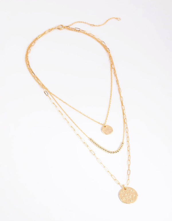 Gold Plated Disc and Ball Necklace Pack