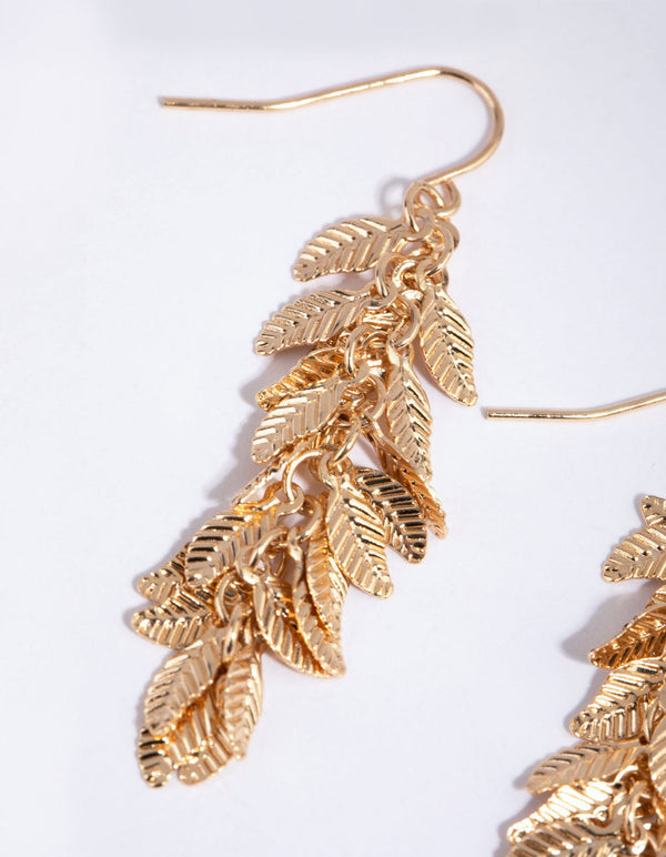 Gold Jingle Leaf Drop Earrings