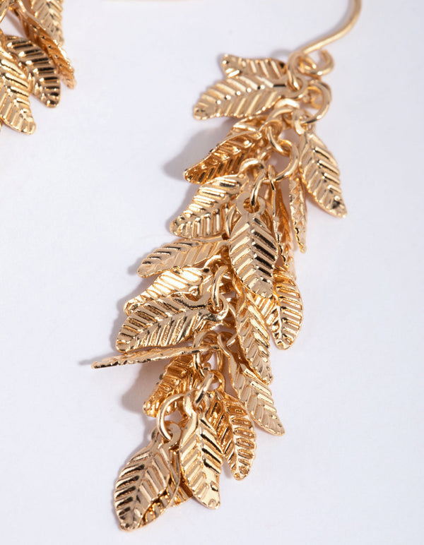 Gold Jingle Leaf Drop Earrings