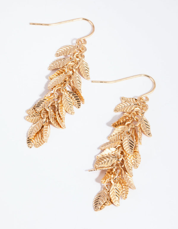 Gold Jingle Leaf Drop Earrings